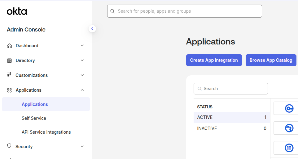 Okta dashboard