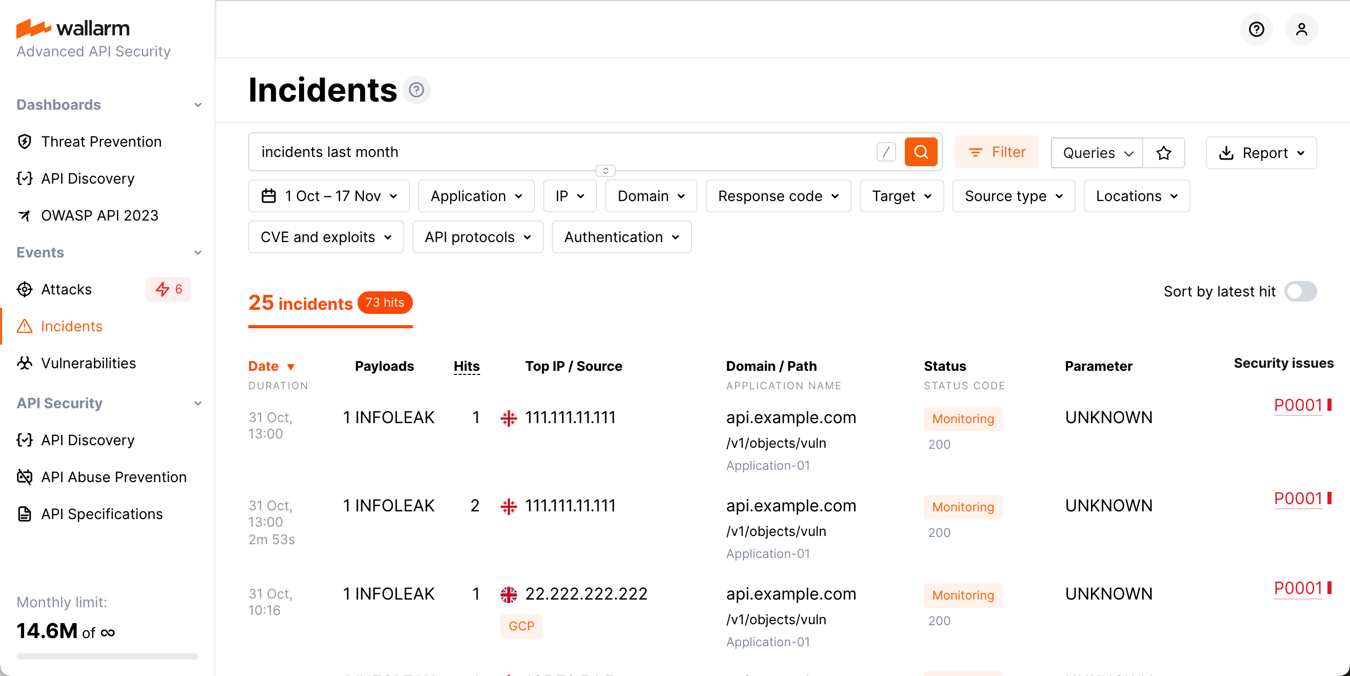 Incidents tab